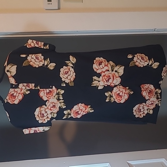 A New Day Floral Cap Sleeve Sheath Dress Black Rose Print Pullover V-Neck XS - Picture 11 of 16